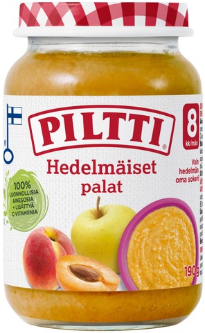 Piltti Fruit puree peach, apple and apricot 190g 8 months 